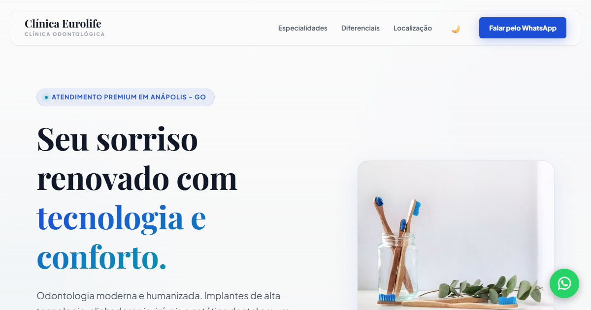 Prévia da landing page Clínica Eurolife