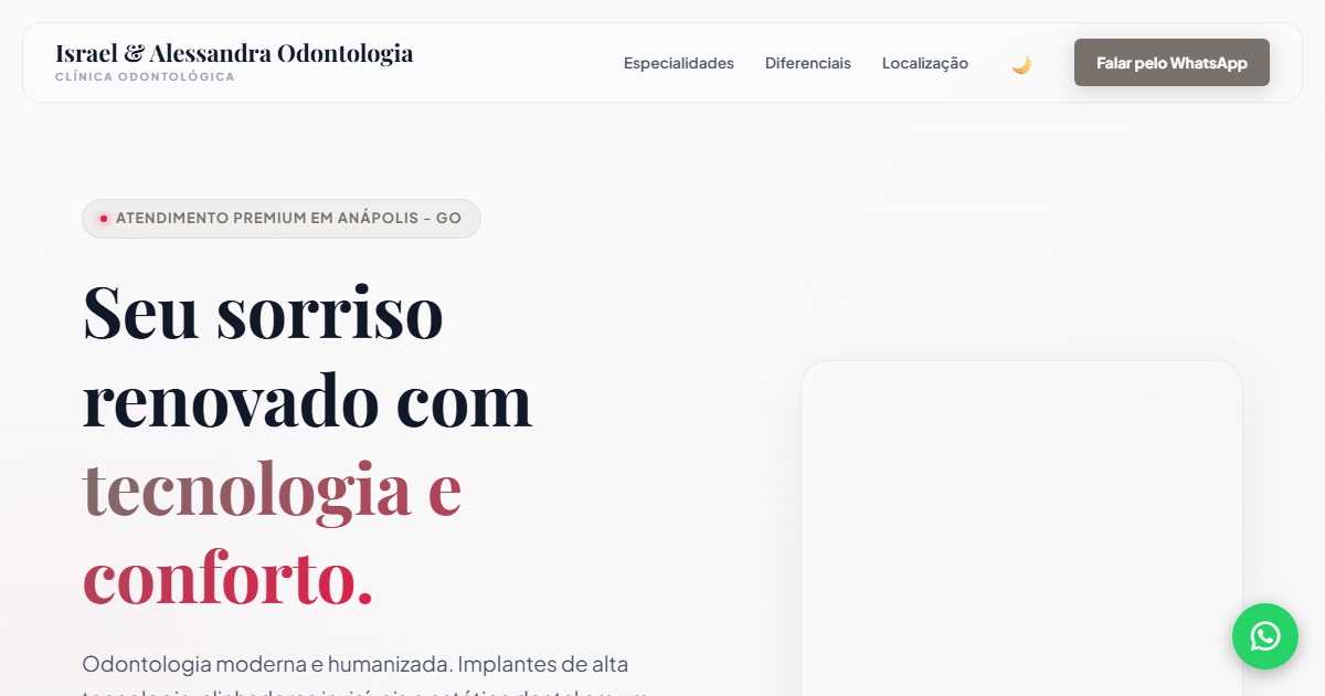 Prévia da landing page Israel & Alessandra Odontologia