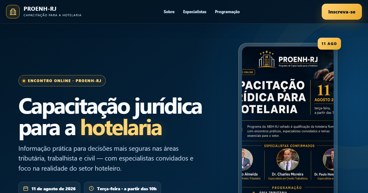 Prévia da landing page PROENH-RJ — Capacitação Jurídica
