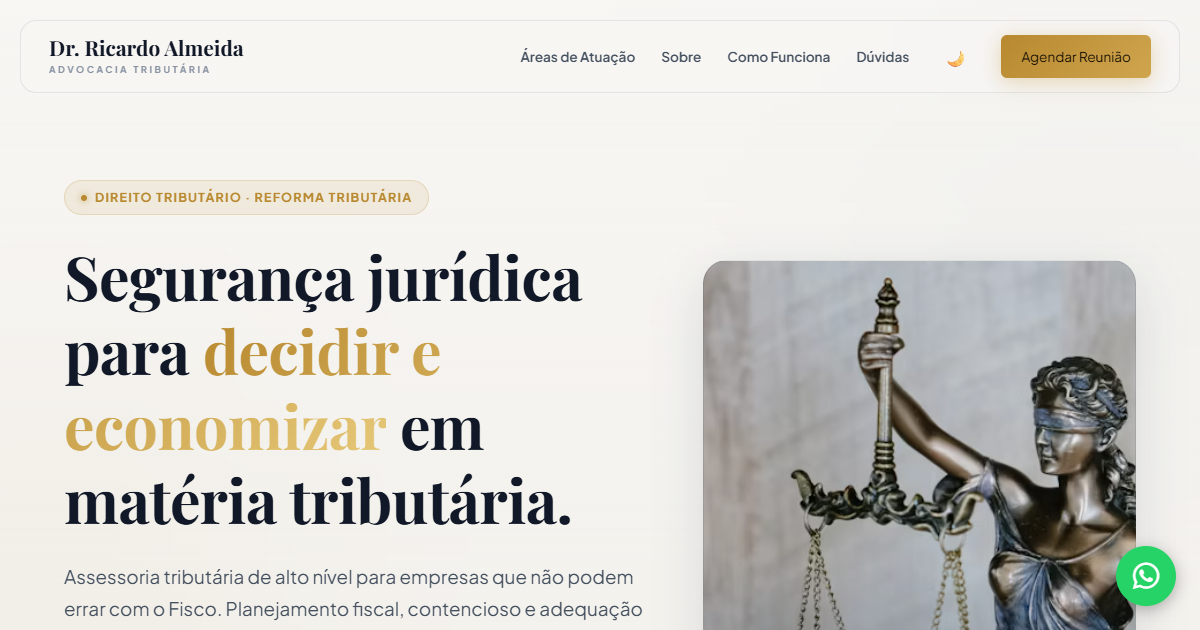 Primeira dobra da landing page Dr. Ricardo Almeida