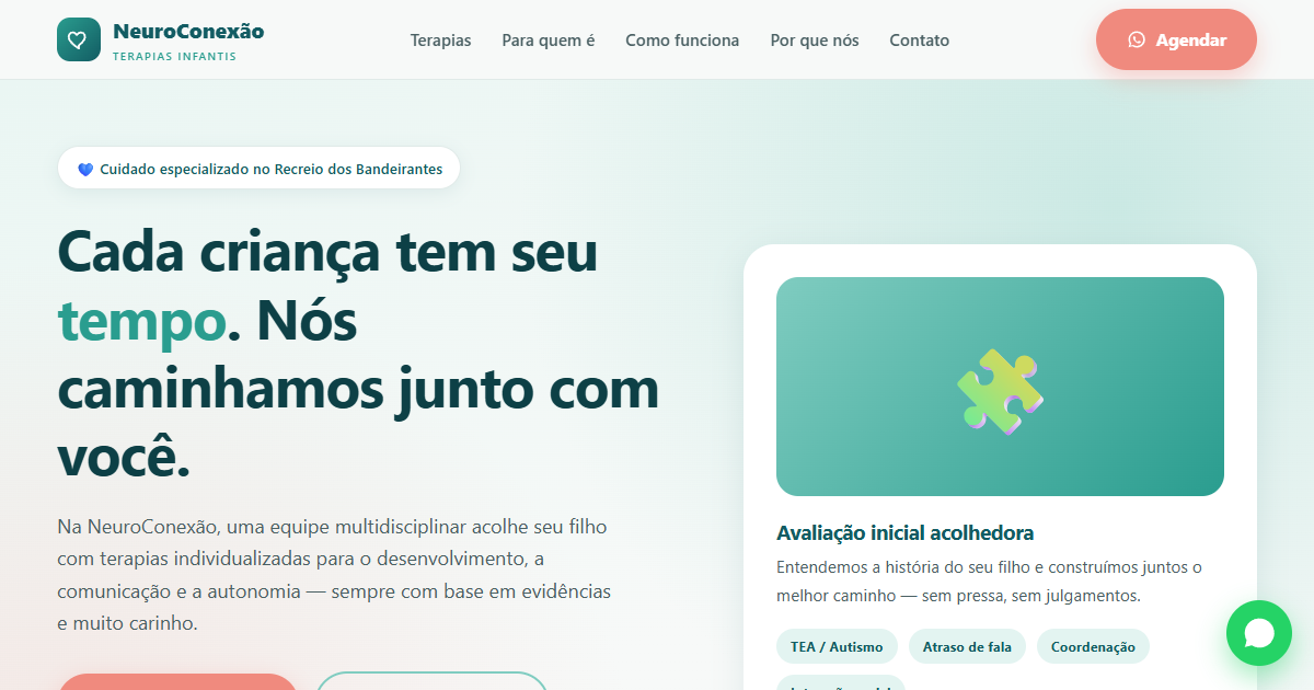 Prévia da landing page Vanessa — NeuroConexão